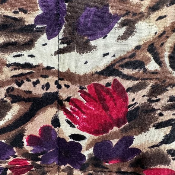 Anna And Frank Womens 100% Silk Quilted Brown Floral Zip Front Bomber Jacket L - Picture 11 of 13